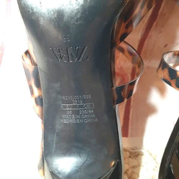 Zara Tortoise Shell Plexi Strap Heeled Mules 6/36 - Picture 7 of 7